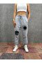 Printed Gray Jogger with Elastic Waist and Legs