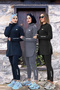 Women's Zippered Diving Fabric Mold Jogger Tracksuit Set