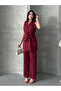 Women's Belted Buttoned Vest Pants Suit