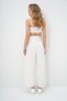 Women's Ecru High Waist Front Grassed Double Pocket Linen Palazzo Trousers Alc-X13775 - 5