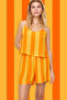Orange Striped Rope Strap Woven Pajama Set with Viscose Shorts Thmss23Pt00225