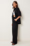 Women's Black Wrinkle Effect Woven Shirt Pants Suit Mx00207 - 3