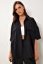 Women's Black Wrinkle Effect Woven Shirt Pants Suit Mx00207 - 4