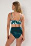 Çiçek Desenli Drapeli Üçgen Kaplı Hipster Yüksek Bel Bikini Takımı TBESS25BT00202 - 4