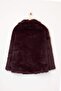 Bordo Regular Kalıp Kürk Büyük Beden Mont TBBAW25AW00000 - 13