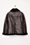 Kahverengi Oversize Kalıp Peluş Detaylı Biker Büyük Beden Ceket Mont TBBAW25AW00001 - 15