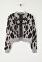 Açık Gri Leopar Desenli Crop Yumuşak Dokulu Triko Hırka TWOAW25HI00355 - 5