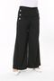 Women's Large Size Black Ornamental Metal Buttoned Pocketless Pants 65N37817 - 4