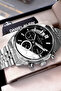 3 Atm Waterproof Men Wrist Watch Silver Color Steel Band - 4