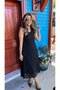 Women's Sleeveless Skirt Tip Laser Cut Floral Pattern Midi Length Janjan Crepe Dress - 3