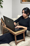 Adjustable Laptop Stand with Folding Legs Laptop Desk with Phone Compartment - 3