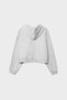 100% cotton Women's Gray melange Hooded crop sweatshirt - 6