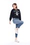 سويت شيرت نسائي 100% قطن مطبوع أسود فائق الجودة قطري بدون رفع 3 خيوط برقبة دائرية - 6