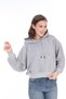 Premium Quality 100% Cotton 3 thread Gray Melange Hooded Kangaroo Pocket Lace Up Short Crop sweatshirt - 4