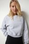 100% Cotton Gray Melange Ultra Quality Diagonal Raised 3 thread Crew Neck Basic Sweatshirt - 2