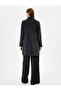 Cashmere Coat Single Button Covered Pocket Shiny Textured - 4