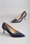 Seç 2578 Genuine Leather Stiletto (Heel Height: 7 cm) Dark Blue - 4
