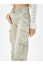 Cargo Pants Wide Leg Normal Waist Belt Detailed Pocket Cotton - Bianca Jeans - 5