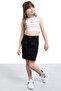 Black Front Pocket Elastic Waist Girl's Jean Shorts Skirt 21120 - 2