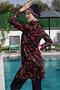 Red Flower Patterned Full Size Lycra Digital Hijab Swimsuit-2416 - 4
