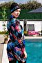 Tropical Patterned Full Size Lycra Digital Hijab Swimsuit-2412 - 4
