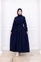 Half Buttoned Self-Belted Hijab Long Dress 1150 - 3