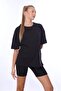 Women's Underwear Showing Transparent Combed Cotton Black Crew Neck Oversize T-shirt - 5