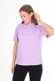 100% Organic Cotton Women's Lilac Basic Ribbed High Neck Knitted T-Shirt Half Fisherman Neck - 7