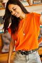 Women's 100% Cotton Orange Wadding Look Bat T-Shirt with Underarm Piece - 6