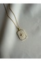"Women's Gold Color Elegant Rectangular Locket Necklace – Pearl Textured Stone and Star Motif" - 4
