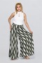 Women's Elastic Waist Patterned Pocket Skirt Trousers - 6
