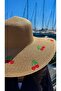 Camel Cherry Embroidered Wide Brim Women's Summer Hat Hsr2115 - 6