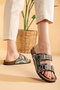 Bloom Women's Orthopedic Eva Sole Comfort Stone Diamond Embroidered Slippers Double Strap Buckle Casual Slippers - 7