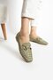 Women's Genuine Leather Ballet Flats , Green - 2