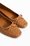 Women's Genuine Leather Ballet Flats Flats, Tan - 4