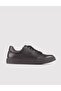 Genuine Leather Black Lace-Up Rubber Sole Men's Sports Shoes