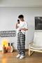 Elastic Waist Plaid Pajamas Gray - 3