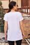 Women's Black and White 2-Piece V-Neck Side Slit Asymmetrical Combed Cotton Knitted T-shirt T-Shirt Tunic - 7