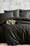 Pure Silk Black Cotton Satin Sheet Elastic Double Duvet Cover Set