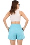 Women's Shorts Relax Fit Cotton Linen Turquoise - 3