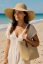 Beige Straw Hat and Straw Bag Double Set Boxed Shipping Set2005 - 3