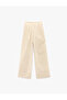 Pleated Plain Wide Leg Linen Trousers with Pockets