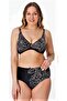 Black Patterned Tight Bikini Plus Size