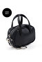Black Shk210 Faux Leather Single Compartment Zippered Handbag and Charm Bag Accessory - 2
