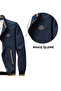 Embroidered Badge Transitional Men's Coat & Jacket Navy Blue - 3