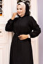 Drawstring waist hooded jacket tsd240701 black - 4