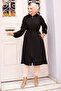 Drawstring waist hooded jacket tsd240701 black - 3