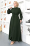 Tie Waist Hijab Abaya Tsd230342 Khaki - 3