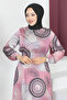 Long Hijab Dress with Flounces Tsd230604 Pink - 2