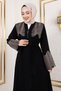 Embroidery and Stone Detailed Abaya Tsd250110 Black - 2